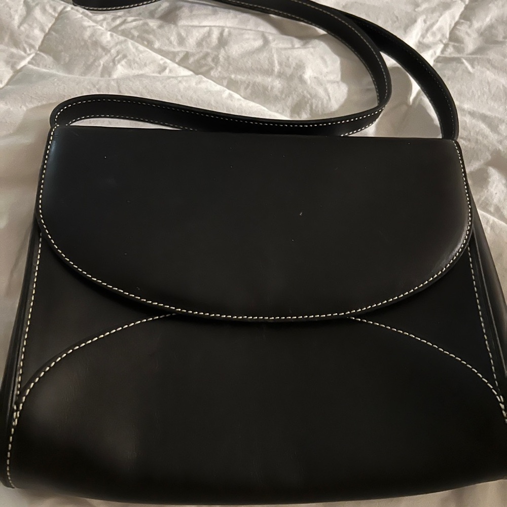 Vintage Black Leather Banana Republic Shoulder Bag